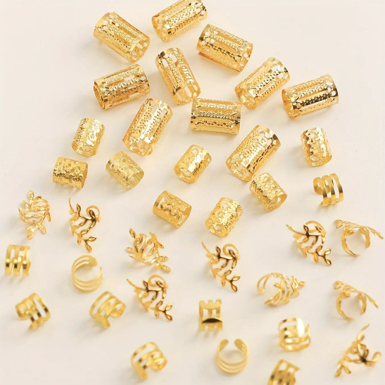 40/80PCS Elegant Hollow Out Hair Rings  For Women Girls DIY Hair Accessories Loc Hair Jewelry for Braids