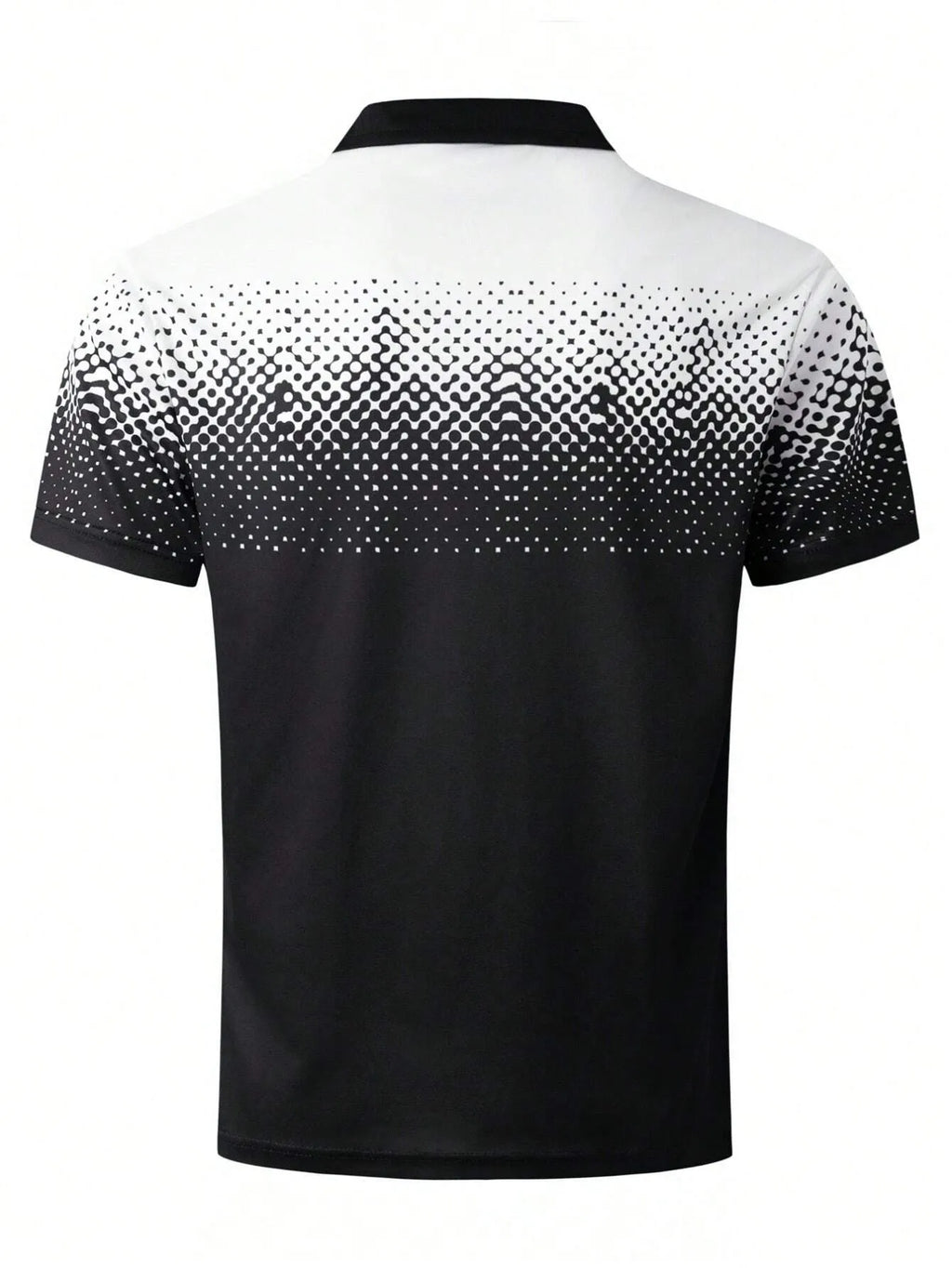 The 2025 summer new men's short-sleeved POLO shirt features a casual and fashionable 3D black dot pattern print