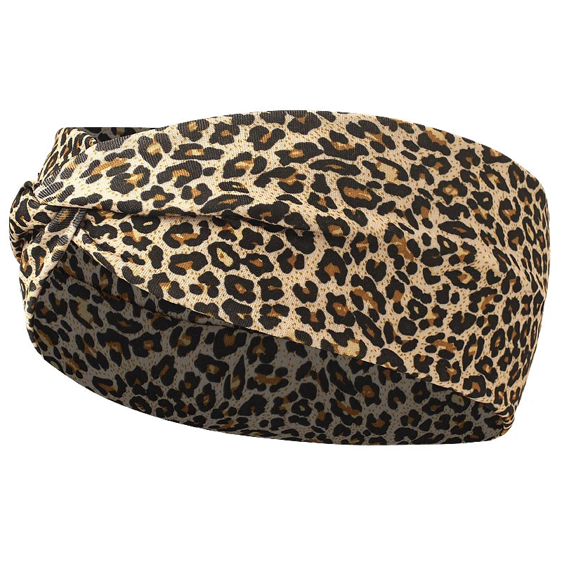 Women Cross Solid Color Hair Bands Girls Fashion Leopard Print Elastic Knitted Headbands Vintage Turban Make Hair Accessories