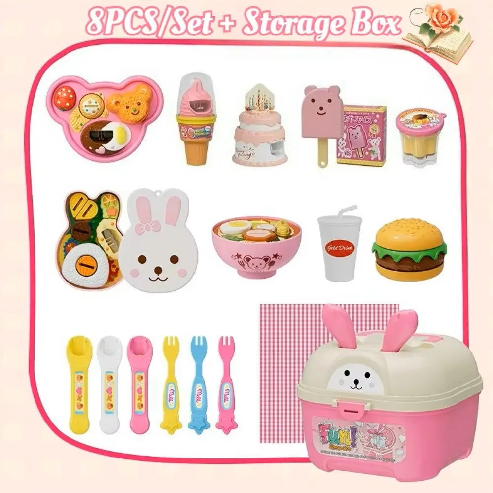 @9 Types Food Feeding Toy Japanese Pudding Feeding Toy Ramen Ice Cream Jelly Strawberry Pudding Set Kids' Role Play Toys Gifts