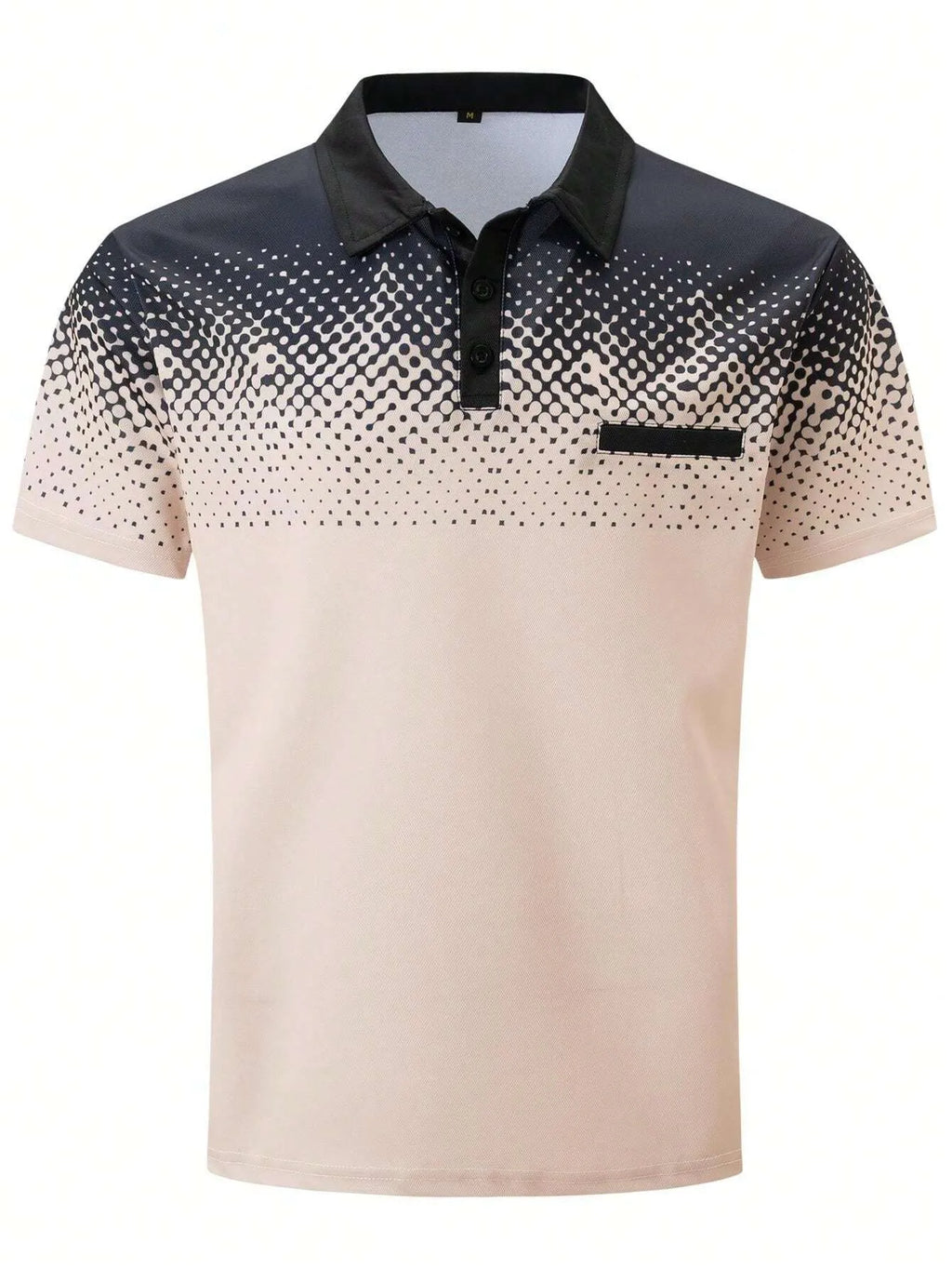 The 2025 summer new men's short-sleeved POLO shirt features a casual and fashionable 3D black dot pattern print