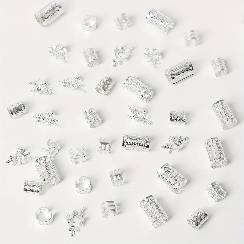 40/80PCS Elegant Hollow Out Hair Rings  For Women Girls DIY Hair Accessories Loc Hair Jewelry for Braids