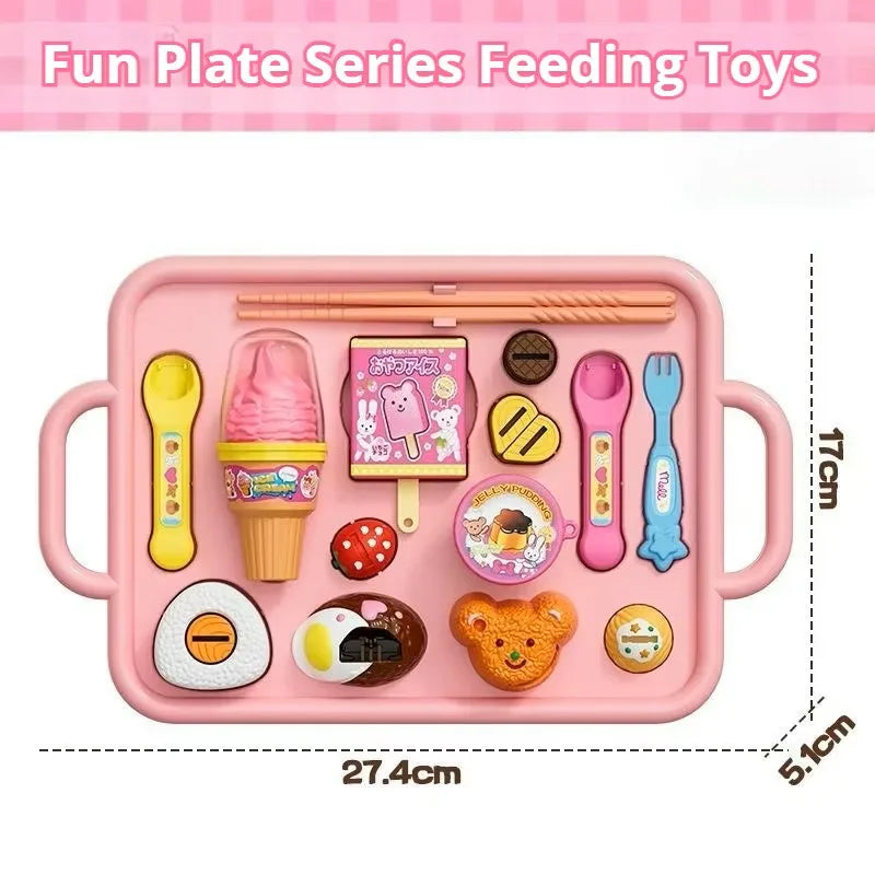 @9 Types Food Feeding Toy Japanese Pudding Feeding Toy Ramen Ice Cream Jelly Strawberry Pudding Set Kids' Role Play Toys Gifts
