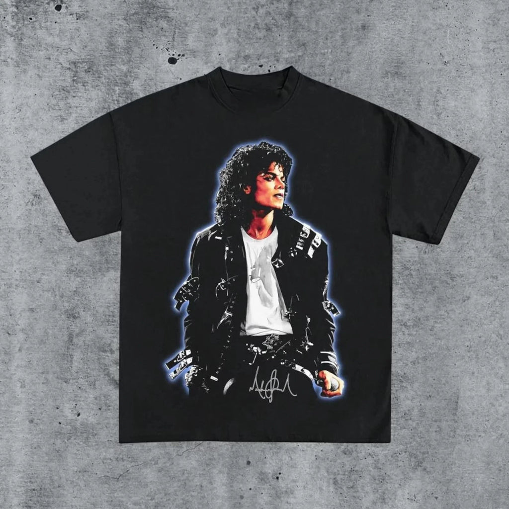 Black or White - Michael Jackson MJ new Men's T-Shirt Unisex O-Neck 100% Cotton Short Sleeve Oversized Y2k Popular Fashion Tee