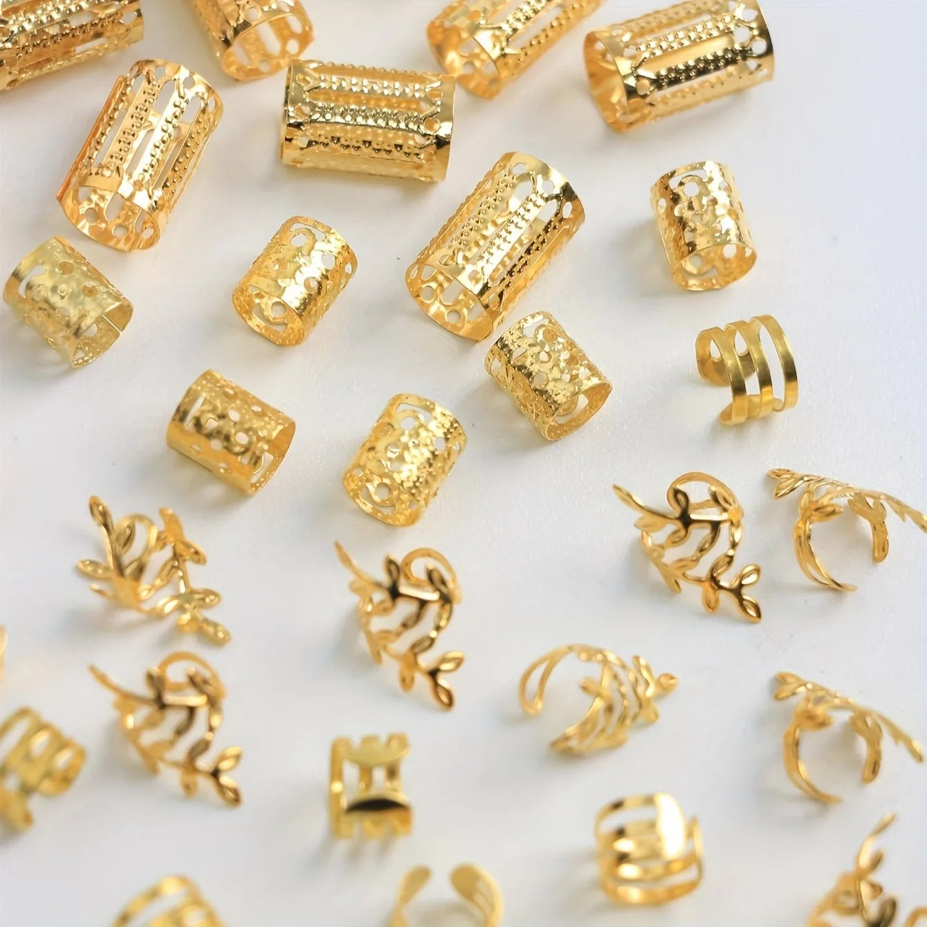 40/80PCS Elegant Hollow Out Hair Rings  For Women Girls DIY Hair Accessories Loc Hair Jewelry for Braids