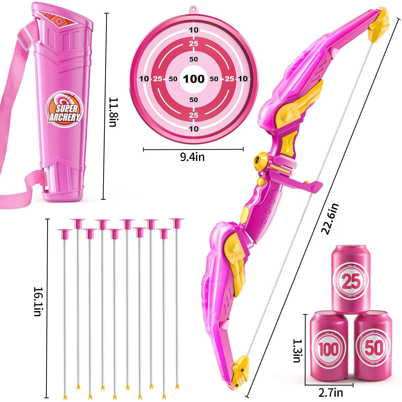 Kids Bow and Arrow Set, LED Light Up Archery Toys Set for Kids Ages 4-8 8-12, with 10 Suction Cup Arrows, Target & Quiver, Boys