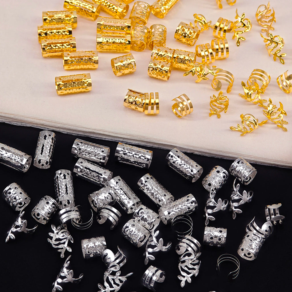40/80PCS Elegant Hollow Out Hair Rings  For Women Girls DIY Hair Accessories Loc Hair Jewelry for Braids