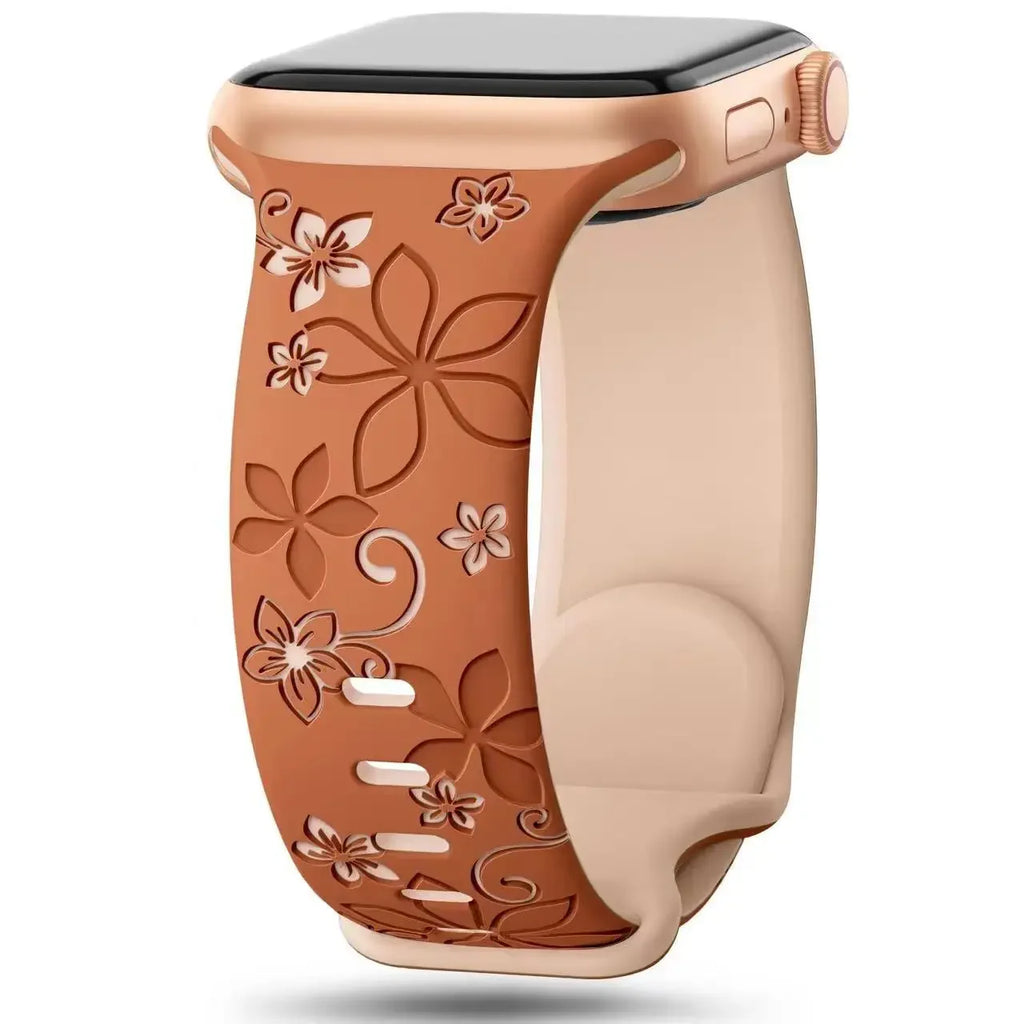 Engraved Strap For Apple Watch Band 46mm 40mm 44mm 41mm 42 45 49mm silicone bracelet For iwatch series 11 10 9 7 se 6 5 8 ultra