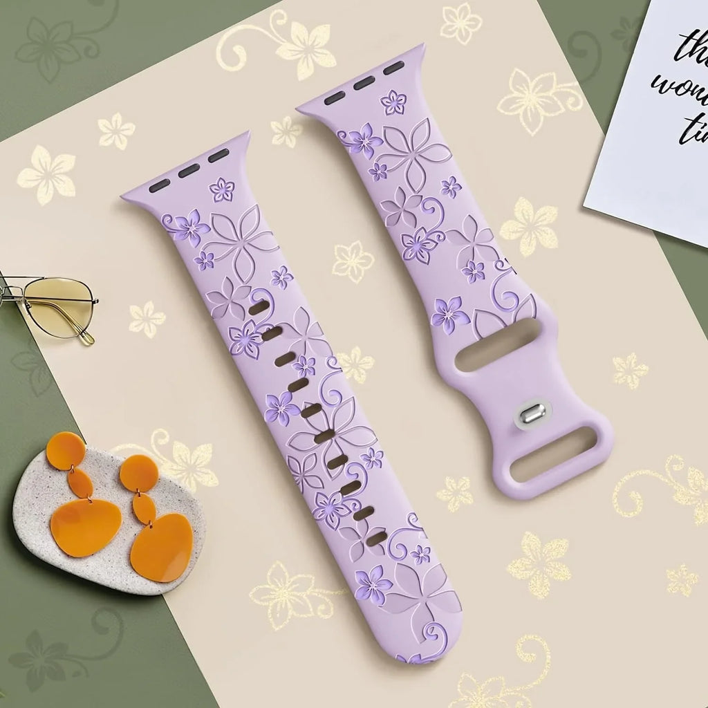 Engraved Strap For Apple Watch Band 46mm 40mm 44mm 41mm 42 45 49mm silicone bracelet For iwatch series 11 10 9 7 se 6 5 8 ultra
