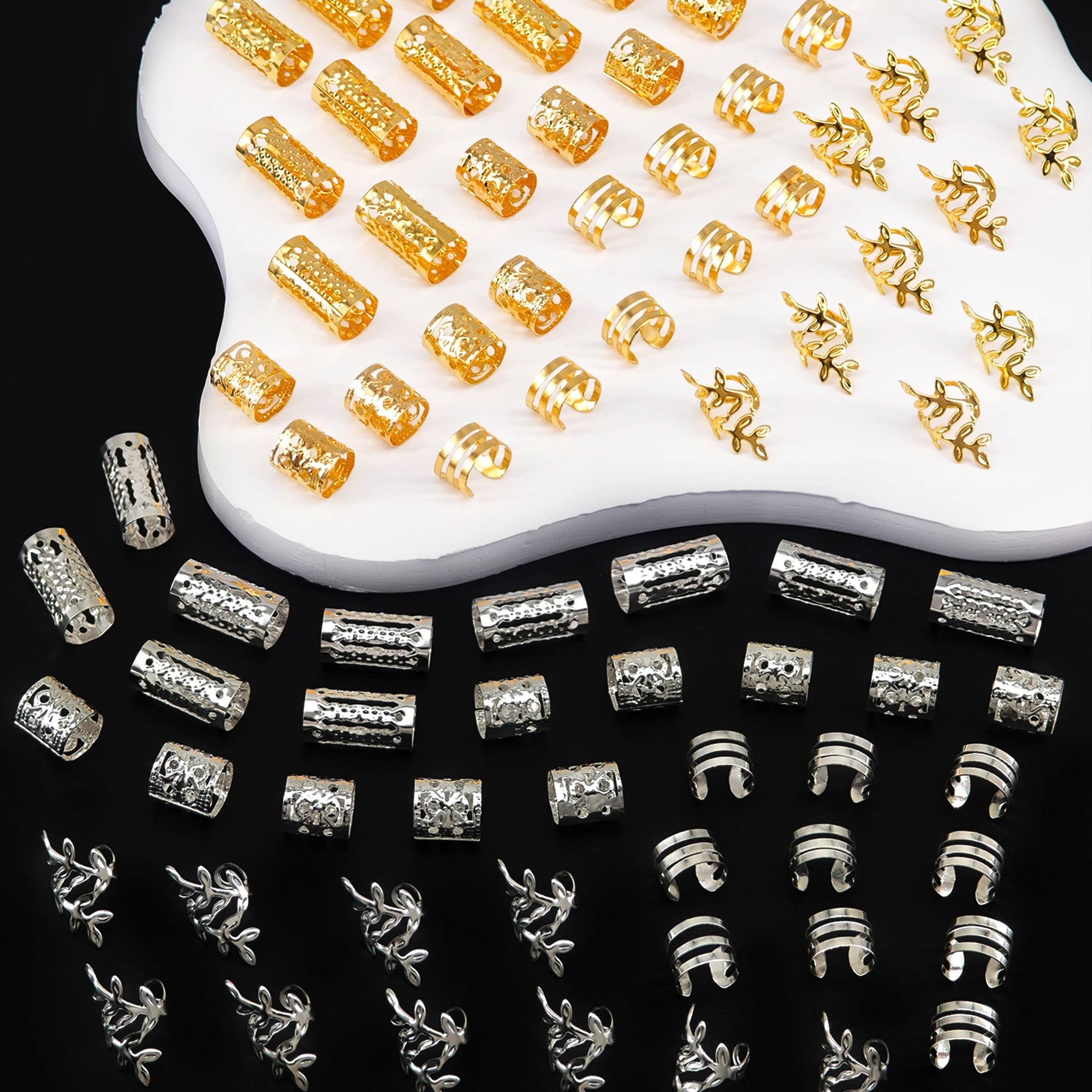 40/80PCS Elegant Hollow Out Hair Rings  For Women Girls DIY Hair Accessories Loc Hair Jewelry for Braids
