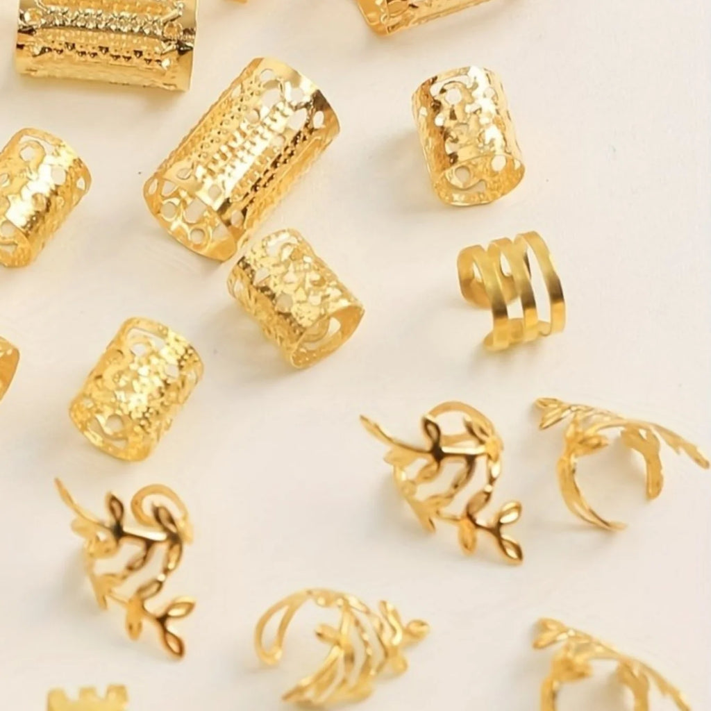 40/80PCS Elegant Hollow Out Hair Rings  For Women Girls DIY Hair Accessories Loc Hair Jewelry for Braids