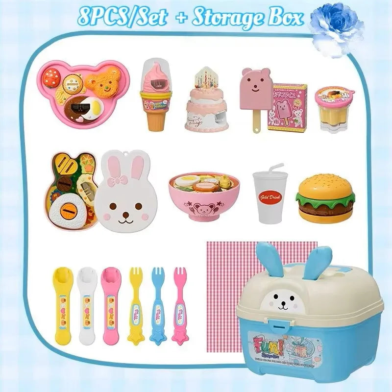 @9 Types Food Feeding Toy Japanese Pudding Feeding Toy Ramen Ice Cream Jelly Strawberry Pudding Set Kids' Role Play Toys Gifts