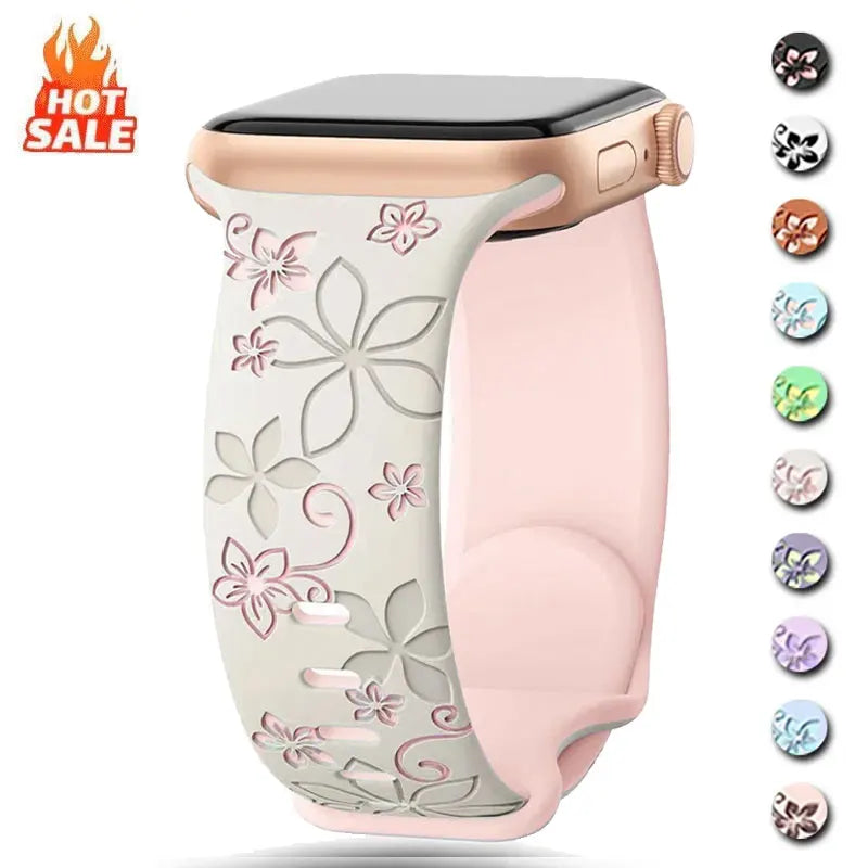 Engraved Strap For Apple Watch Band 46mm 40mm 44mm 41mm 42 45 49mm silicone bracelet For iwatch series 11 10 9 7 se 6 5 8 ultra