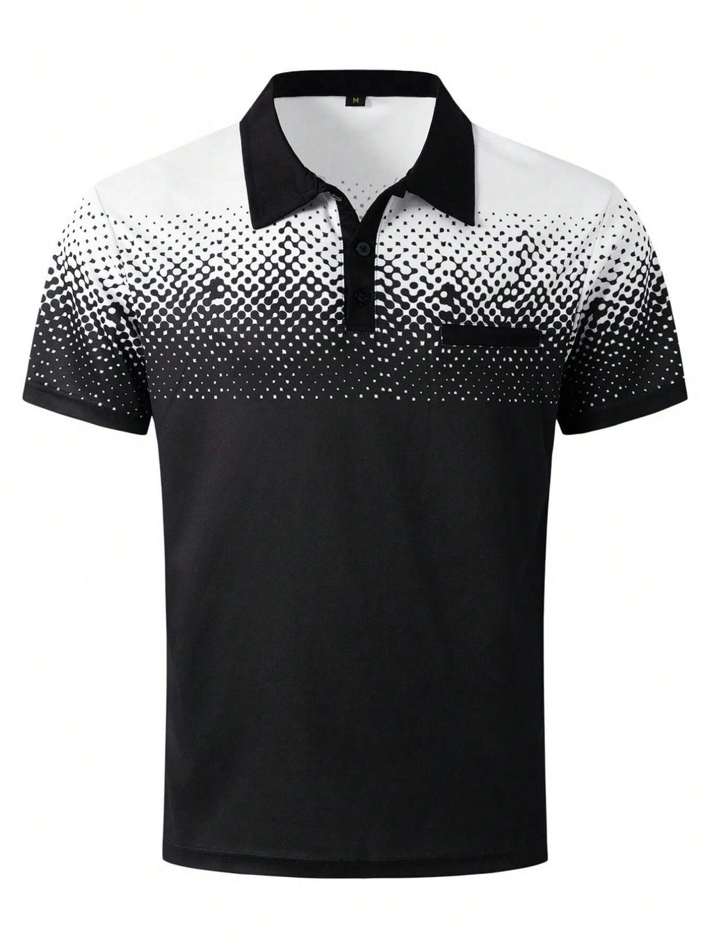 The 2025 summer new men's short-sleeved POLO shirt features a casual and fashionable 3D black dot pattern print