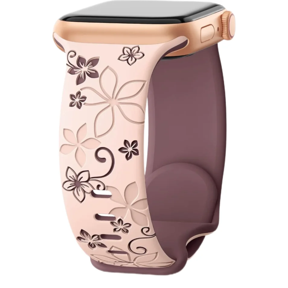 Engraved Strap For Apple Watch Band 46mm 40mm 44mm 41mm 42 45 49mm silicone bracelet For iwatch series 11 10 9 7 se 6 5 8 ultra