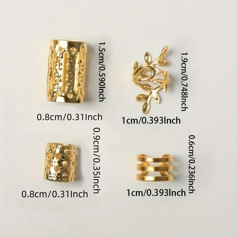 40/80PCS Elegant Hollow Out Hair Rings  For Women Girls DIY Hair Accessories Loc Hair Jewelry for Braids