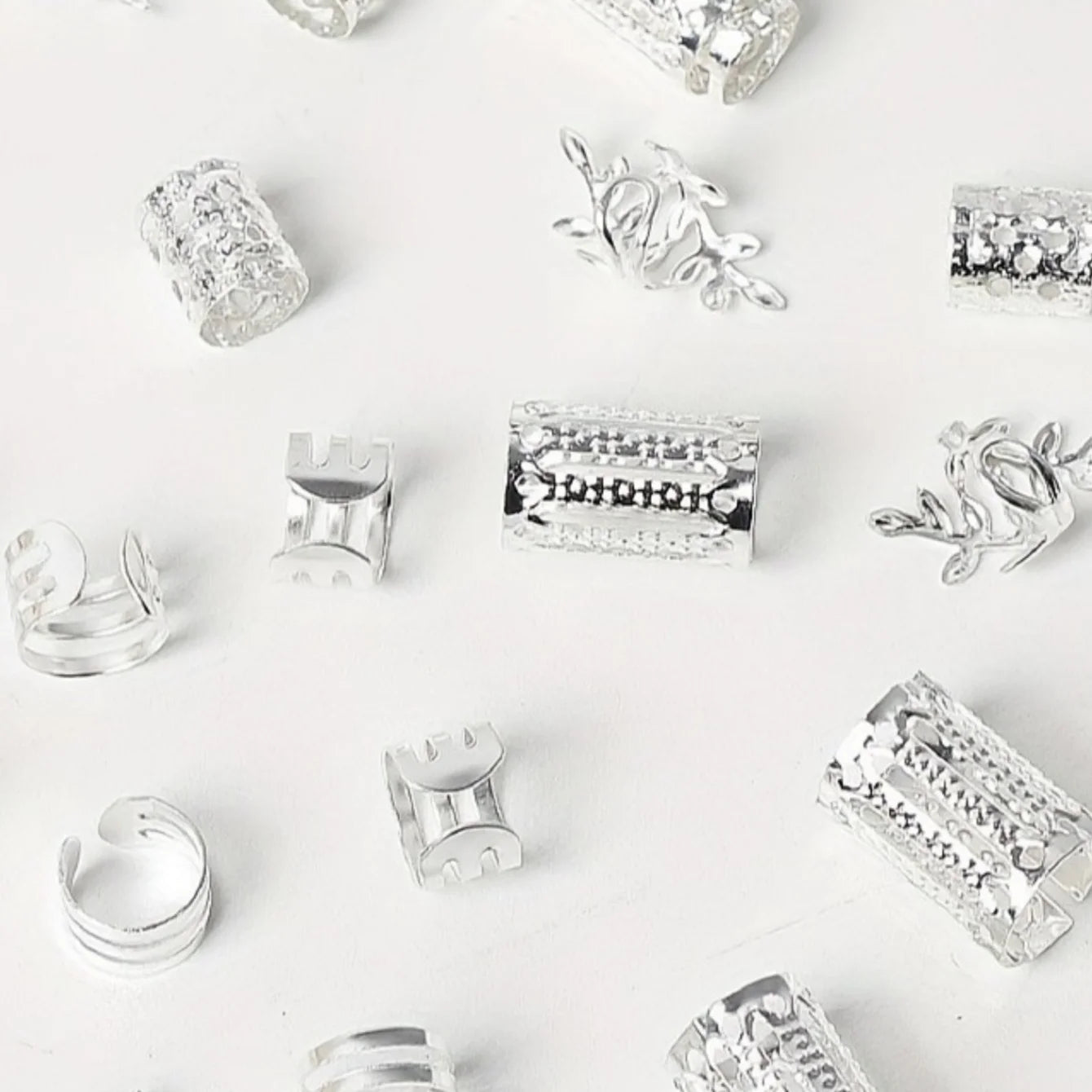 40/80PCS Elegant Hollow Out Hair Rings  For Women Girls DIY Hair Accessories Loc Hair Jewelry for Braids