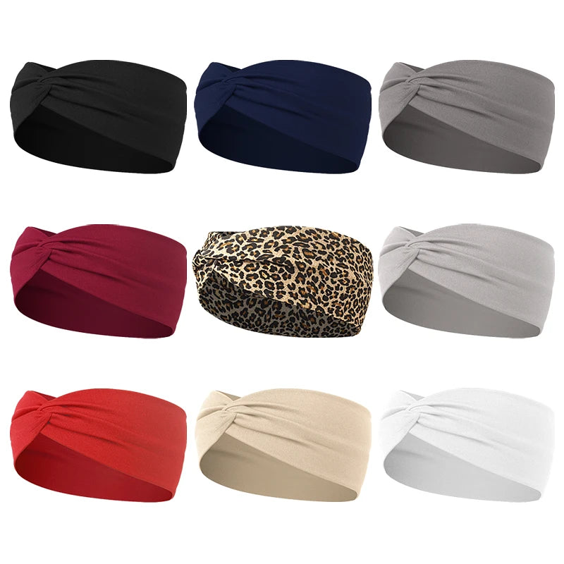 Women Cross Solid Color Hair Bands Girls Fashion Leopard Print Elastic Knitted Headbands Vintage Turban Make Hair Accessories
