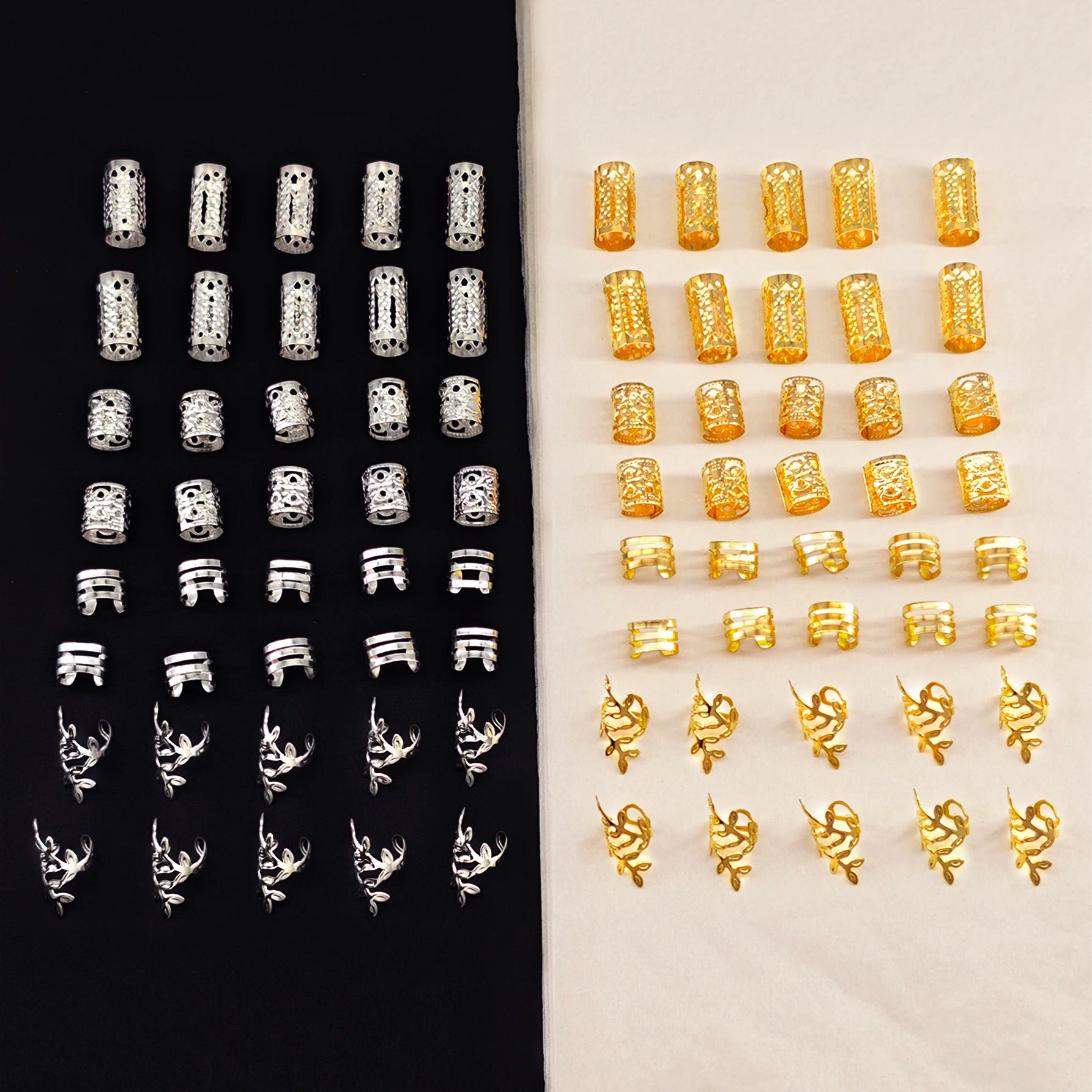 40/80PCS Elegant Hollow Out Hair Rings  For Women Girls DIY Hair Accessories Loc Hair Jewelry for Braids